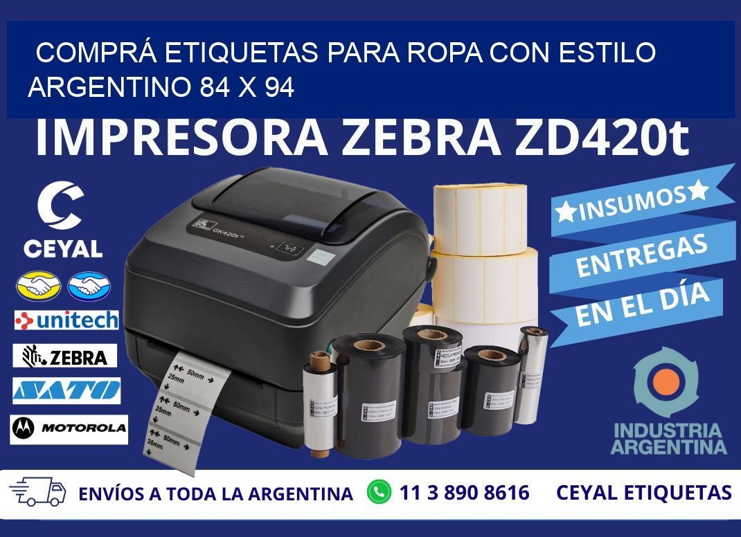 COMPRÁ ETIQUETAS PARA ROPA CON ESTILO ARGENTINO 84 x 94
