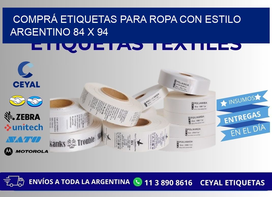 COMPRÁ ETIQUETAS PARA ROPA CON ESTILO ARGENTINO 84 x 94