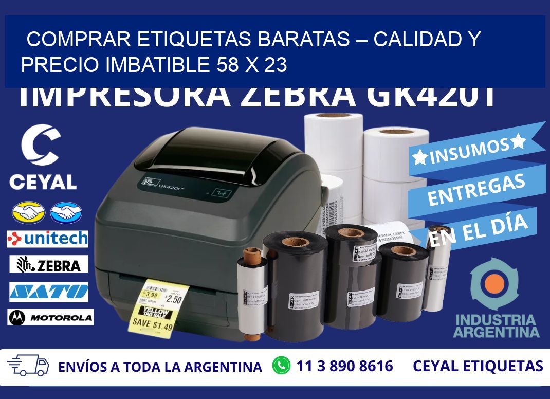 COMPRAR ETIQUETAS BARATAS – CALIDAD Y PRECIO IMBATIBLE 58 x 23