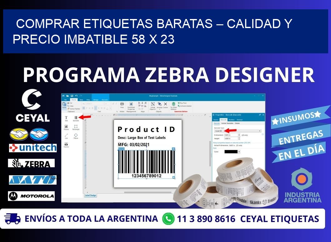 COMPRAR ETIQUETAS BARATAS – CALIDAD Y PRECIO IMBATIBLE 58 x 23