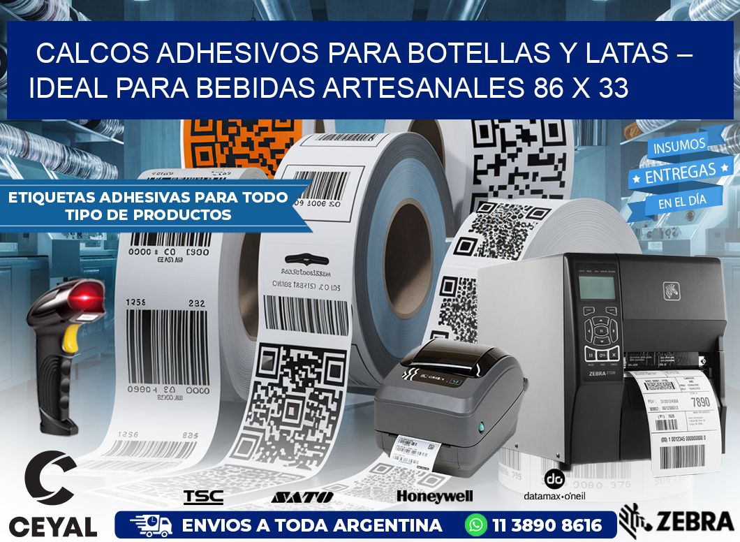 Calcos Adhesivos para Botellas y Latas – Ideal para Bebidas Artesanales 86 x 33