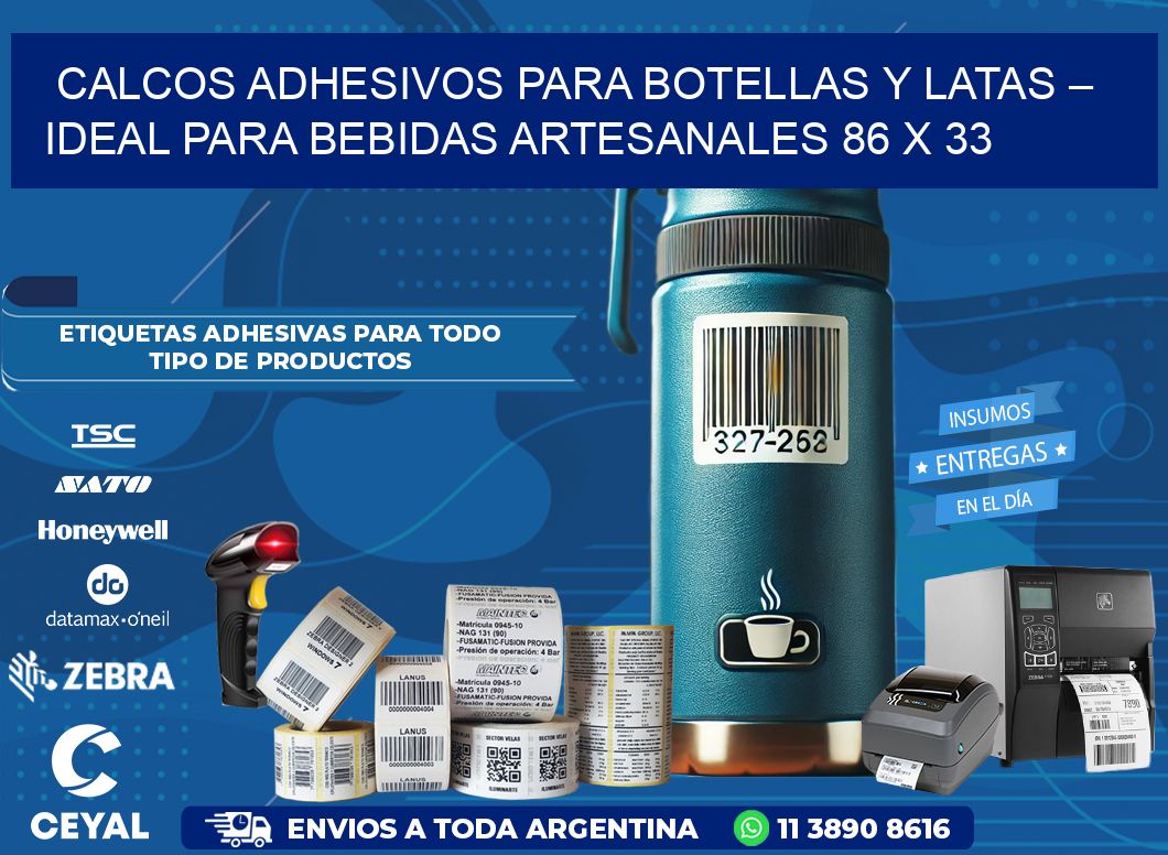 Calcos Adhesivos para Botellas y Latas – Ideal para Bebidas Artesanales 86 x 33