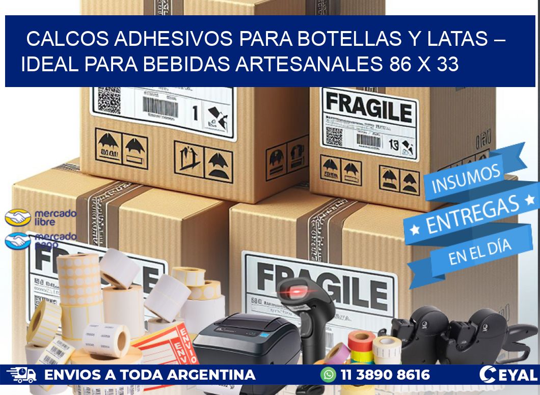Calcos Adhesivos para Botellas y Latas – Ideal para Bebidas Artesanales 86 x 33