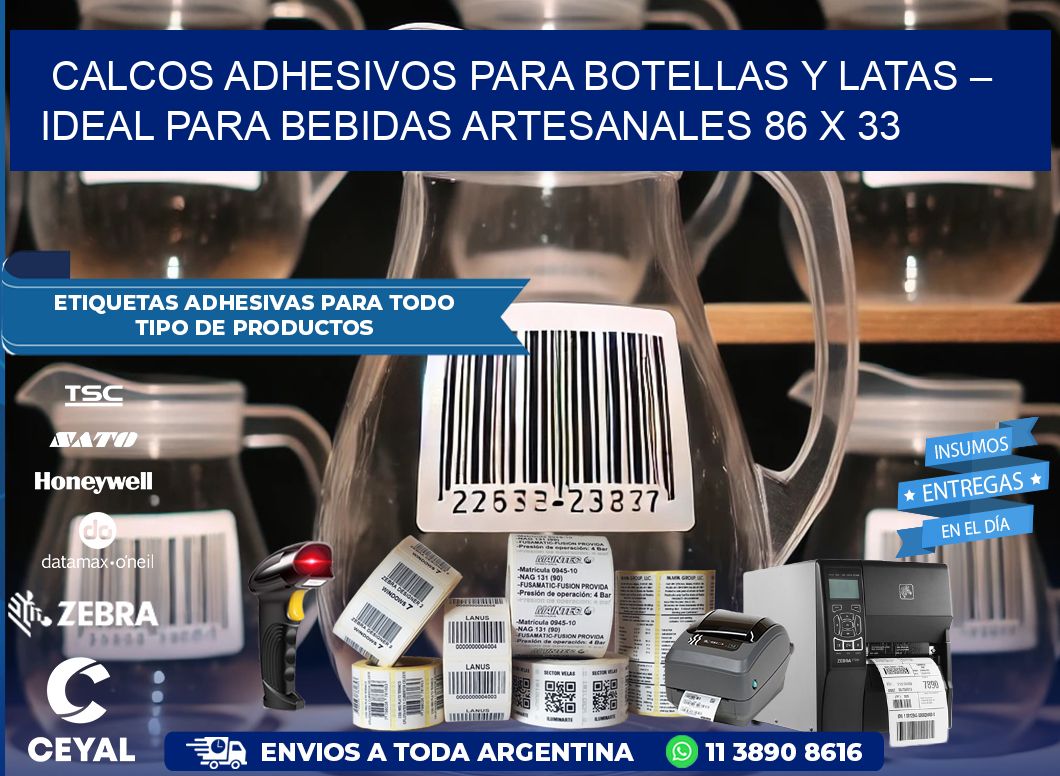 Calcos Adhesivos para Botellas y Latas – Ideal para Bebidas Artesanales 86 x 33
