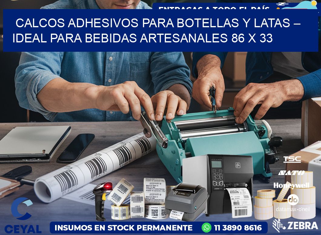 Calcos Adhesivos para Botellas y Latas – Ideal para Bebidas Artesanales 86 x 33
