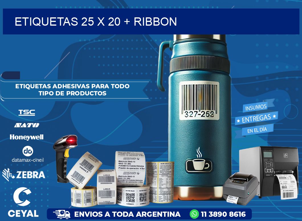 ETIQUETAS 25 x 20 + RIBBON