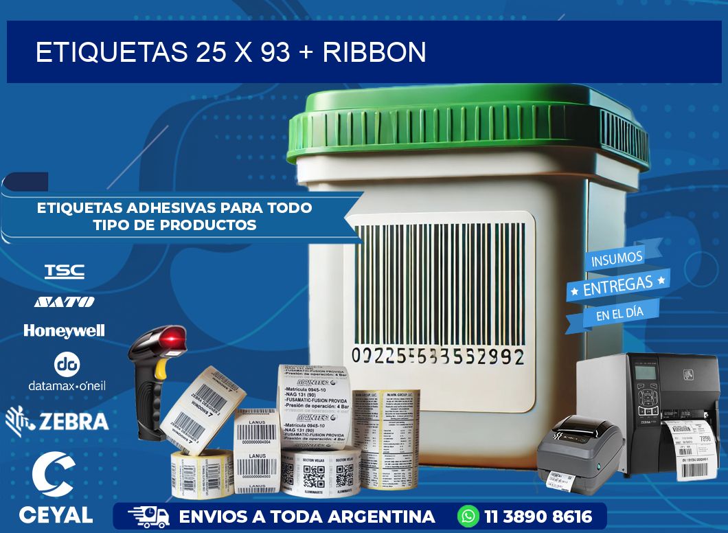ETIQUETAS 25 x 93 + RIBBON