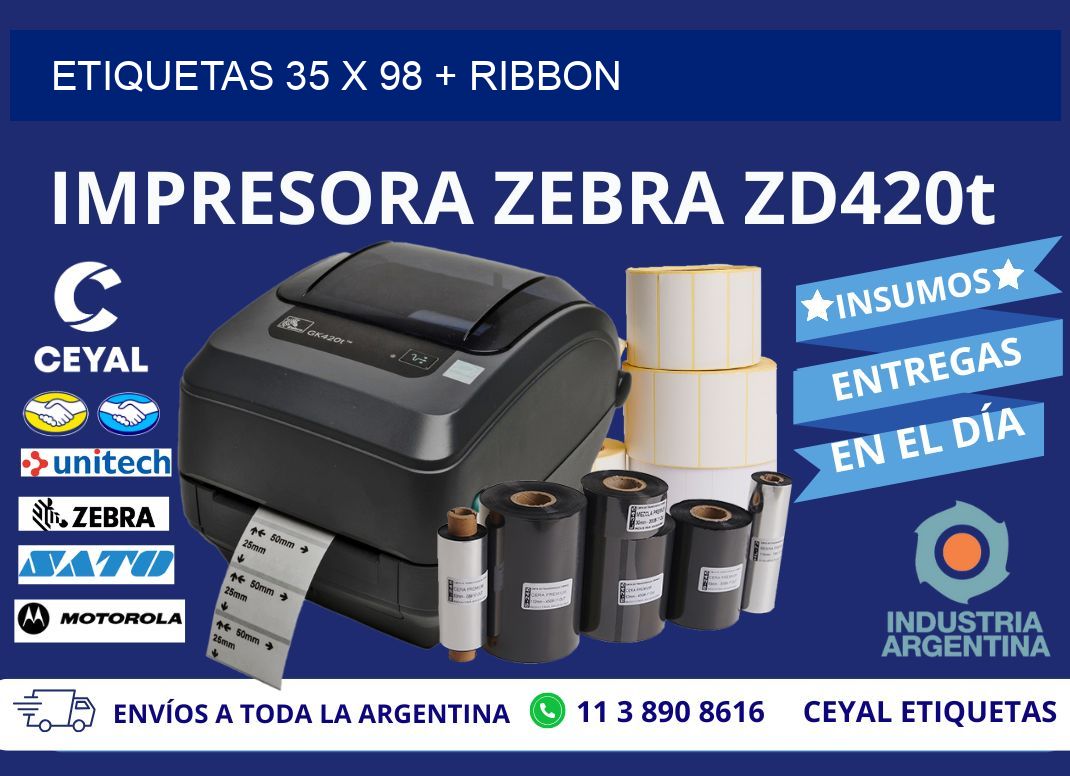 ETIQUETAS 35 x 98 + RIBBON