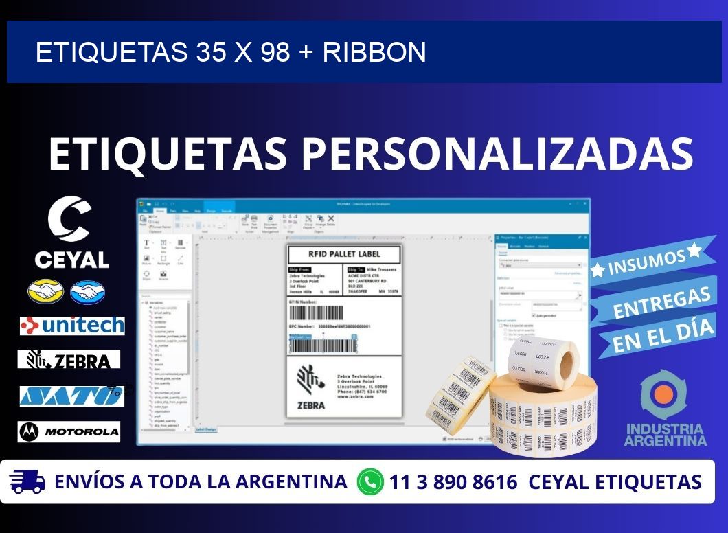 ETIQUETAS 35 x 98 + RIBBON