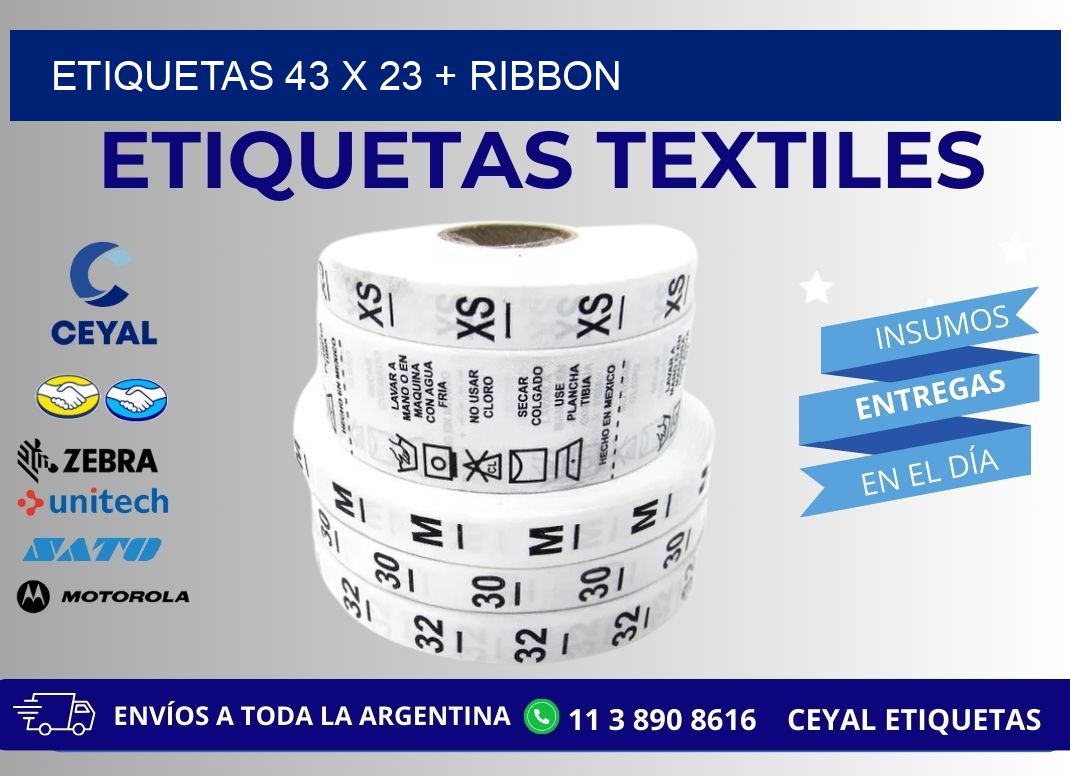 ETIQUETAS 43 x 23 + RIBBON