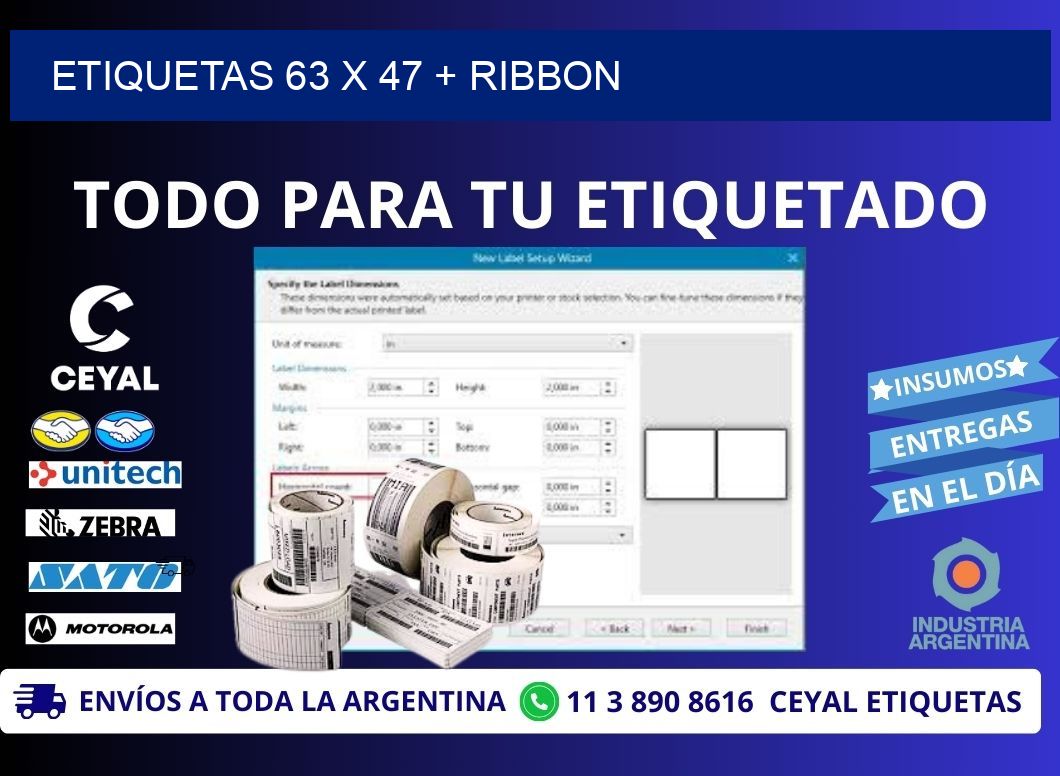 ETIQUETAS 63 x 47 + RIBBON