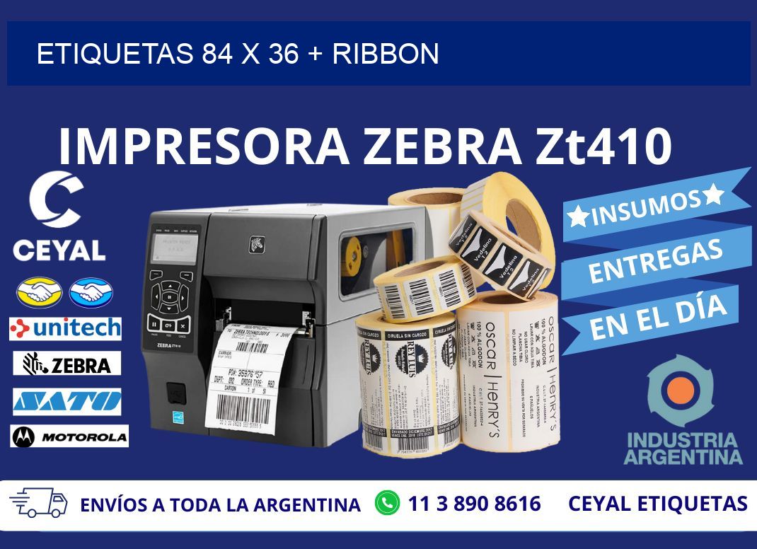 ETIQUETAS 84 x 36 + RIBBON