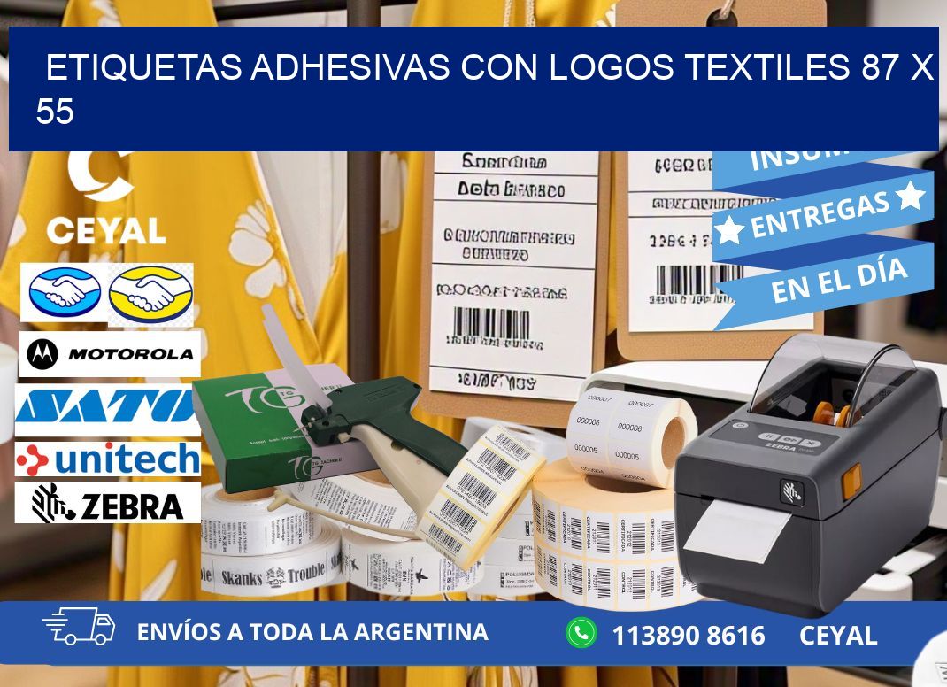 ETIQUETAS ADHESIVAS CON LOGOS TEXTILES 87 x 55