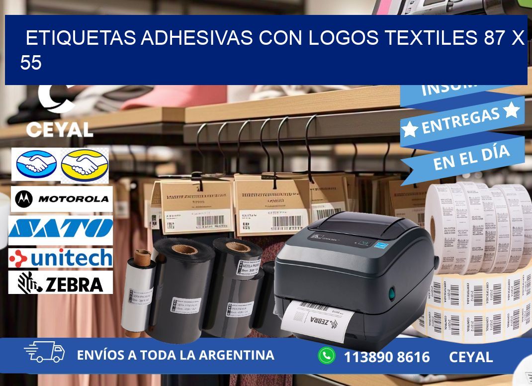 ETIQUETAS ADHESIVAS CON LOGOS TEXTILES 87 x 55