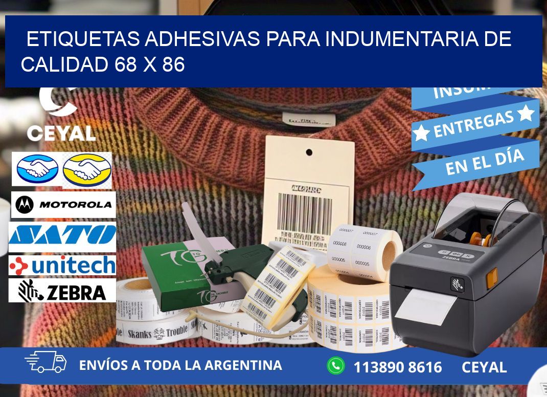 ETIQUETAS ADHESIVAS PARA INDUMENTARIA DE CALIDAD 68 x 86