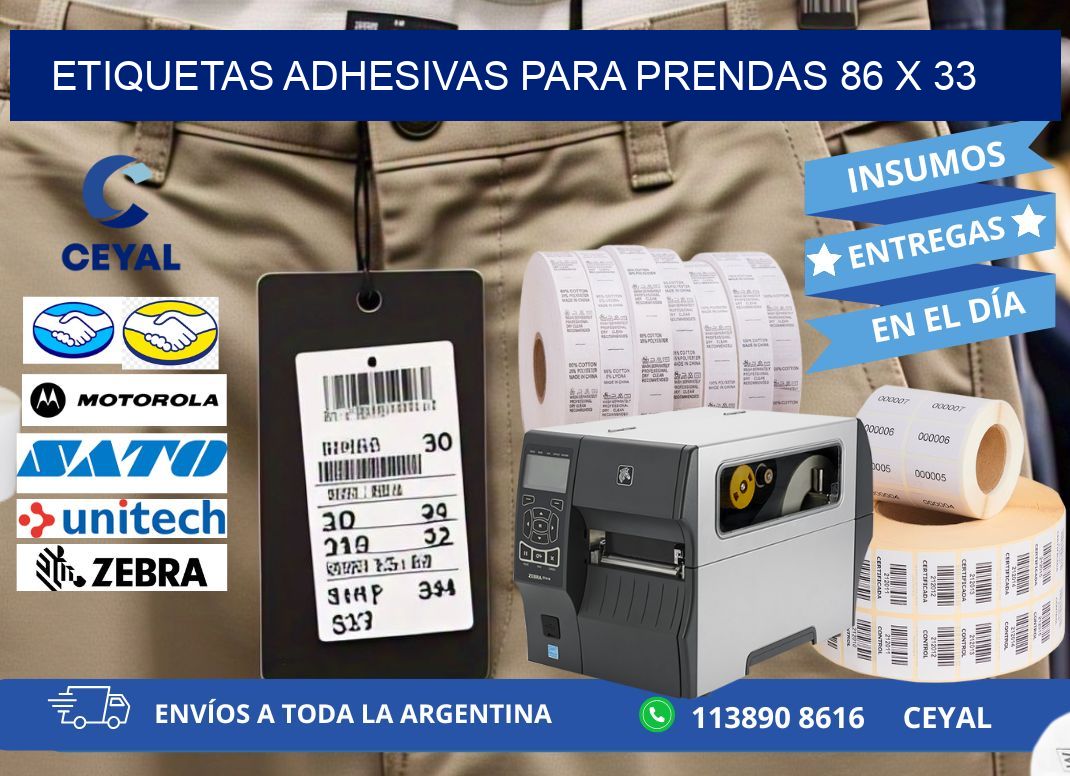 ETIQUETAS ADHESIVAS PARA PRENDAS 86 x 33