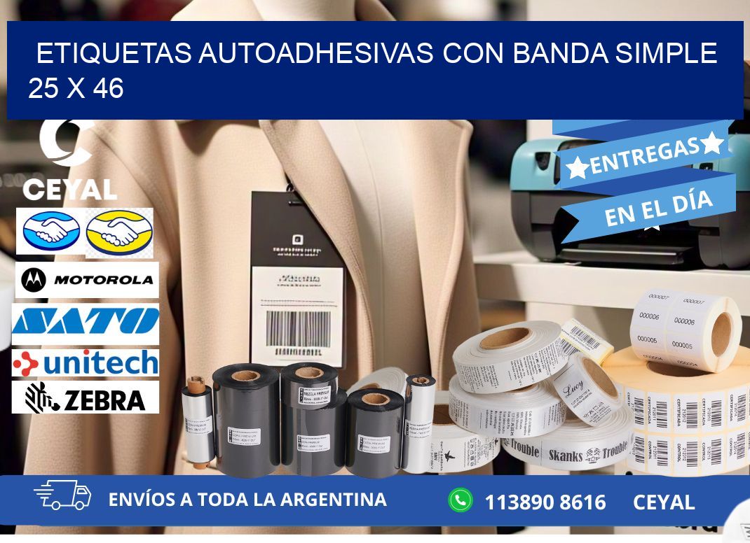 ETIQUETAS AUTOADHESIVAS CON BANDA SIMPLE 25 x 46