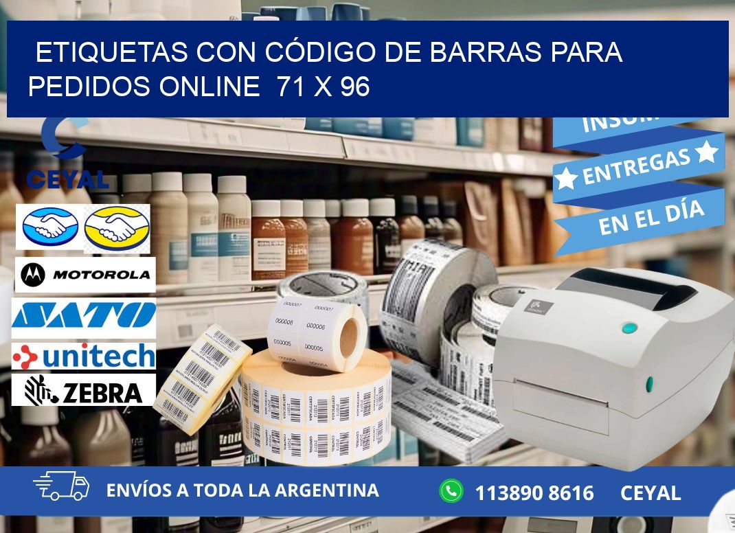 ETIQUETAS CON CÓDIGO DE BARRAS PARA PEDIDOS ONLINE  71 x 96