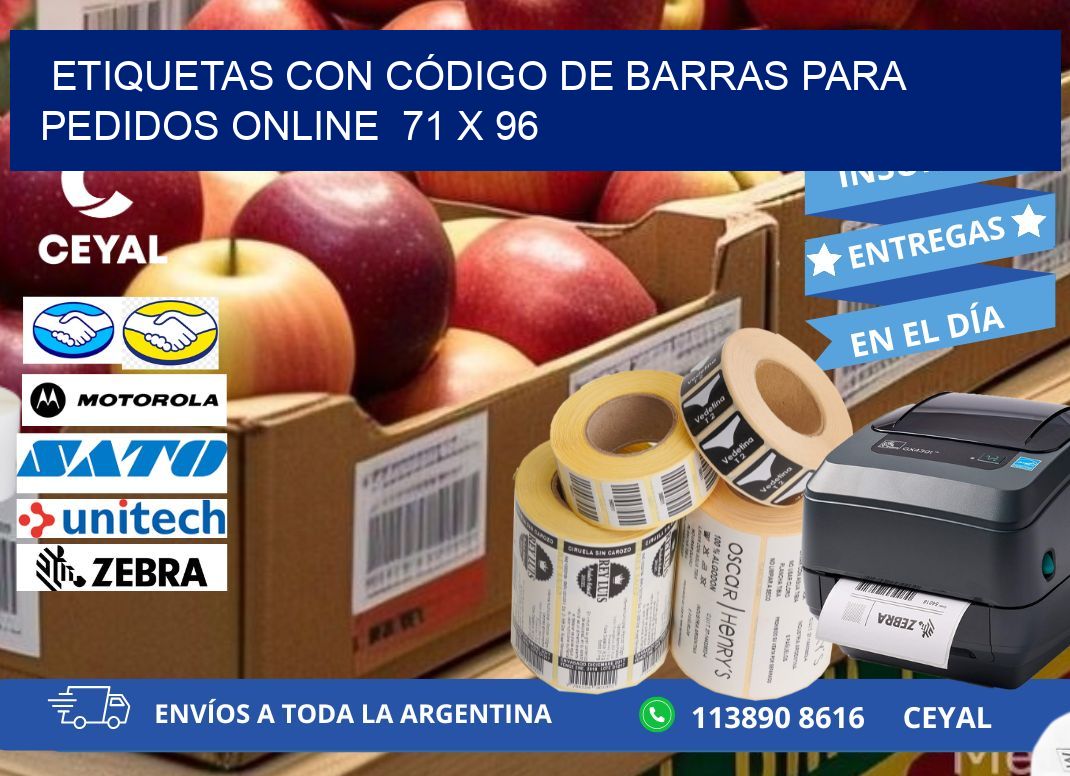 ETIQUETAS CON CÓDIGO DE BARRAS PARA PEDIDOS ONLINE  71 x 96