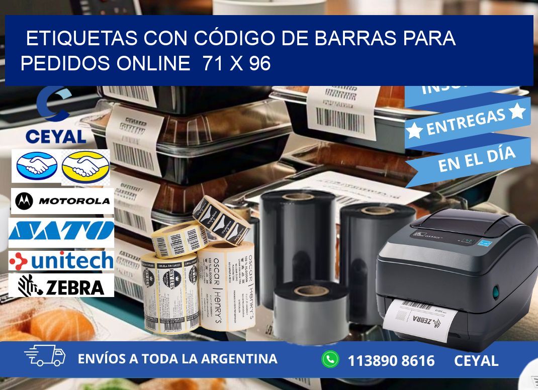 ETIQUETAS CON CÓDIGO DE BARRAS PARA PEDIDOS ONLINE  71 x 96