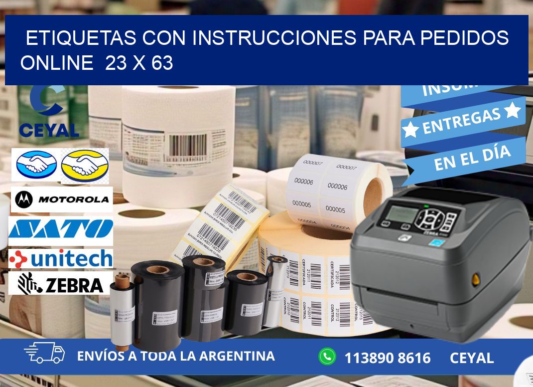 ETIQUETAS CON INSTRUCCIONES PARA PEDIDOS ONLINE  23 x 63