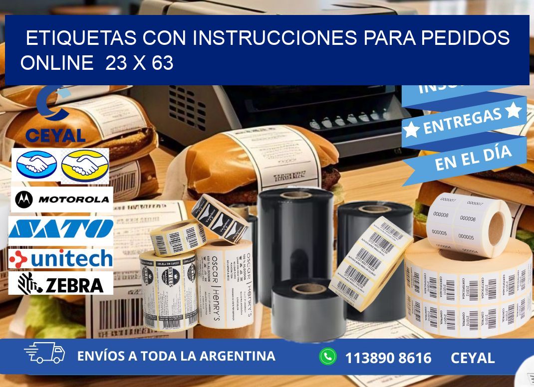 ETIQUETAS CON INSTRUCCIONES PARA PEDIDOS ONLINE  23 x 63