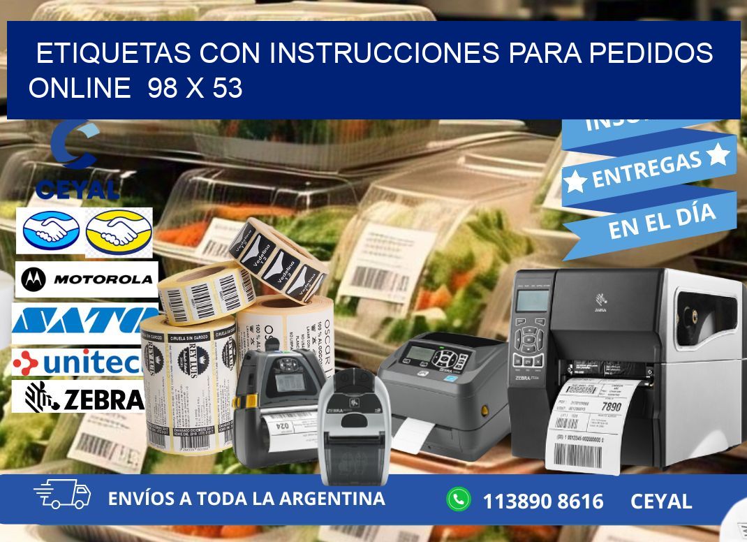ETIQUETAS CON INSTRUCCIONES PARA PEDIDOS ONLINE  98 x 53