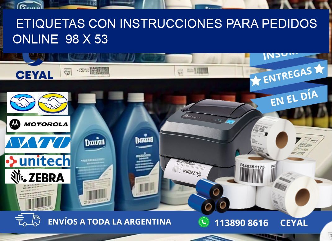 ETIQUETAS CON INSTRUCCIONES PARA PEDIDOS ONLINE  98 x 53