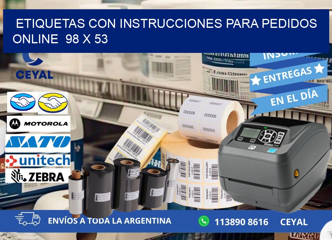 ETIQUETAS CON INSTRUCCIONES PARA PEDIDOS ONLINE  98 x 53