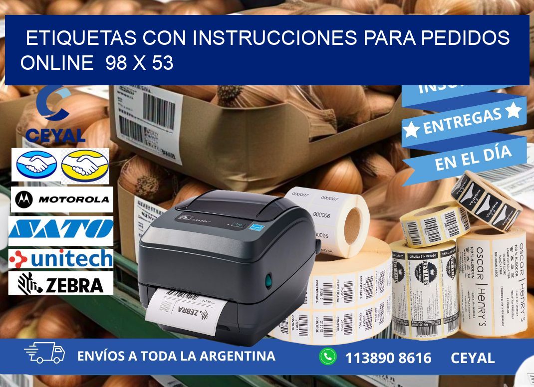 ETIQUETAS CON INSTRUCCIONES PARA PEDIDOS ONLINE  98 x 53