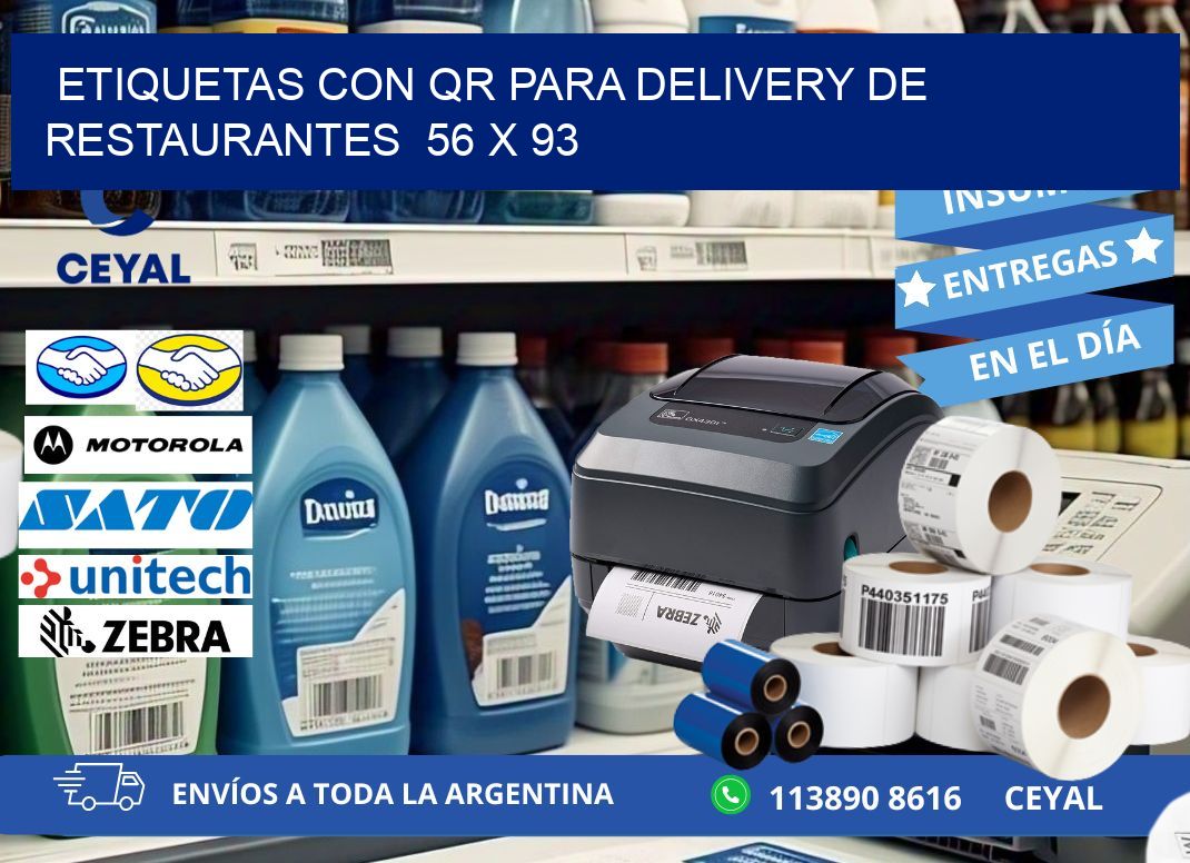 ETIQUETAS CON QR PARA DELIVERY DE RESTAURANTES  56 x 93