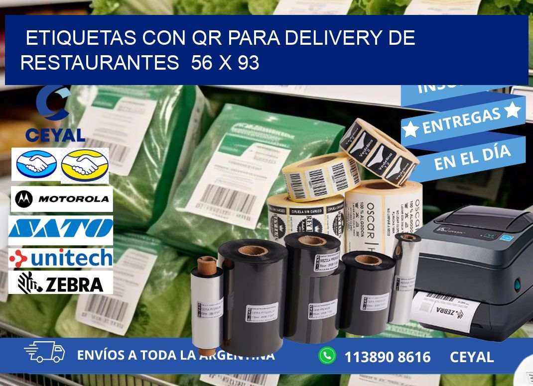 ETIQUETAS CON QR PARA DELIVERY DE RESTAURANTES  56 x 93