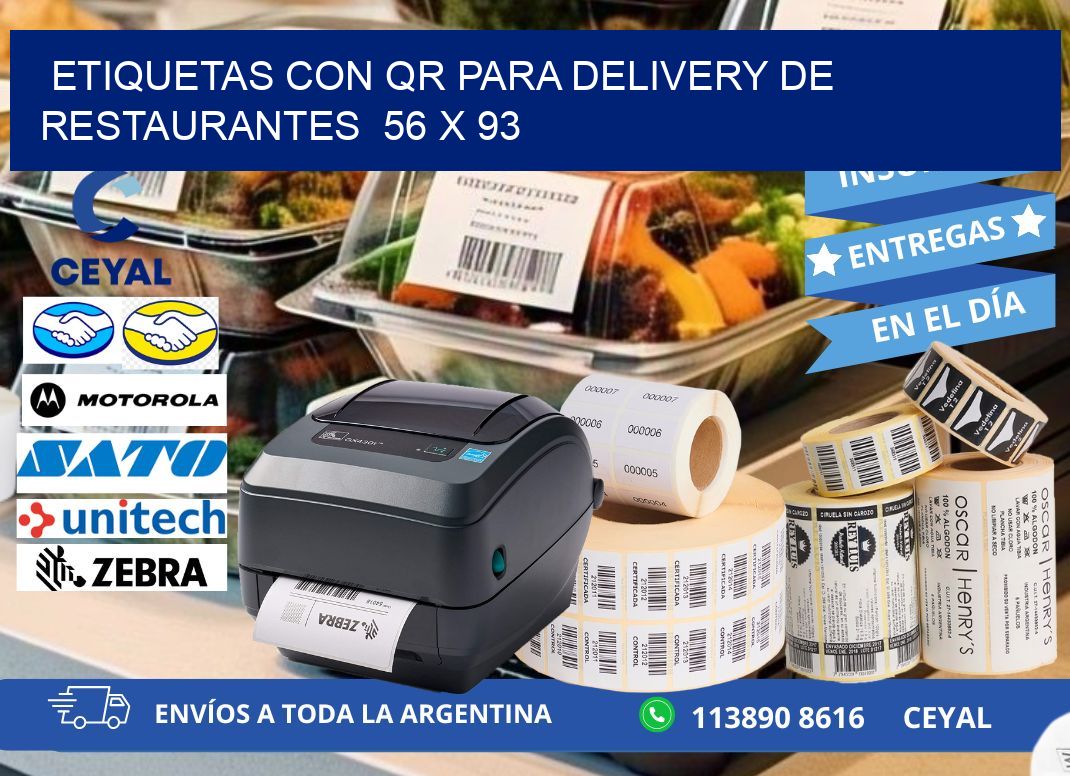 ETIQUETAS CON QR PARA DELIVERY DE RESTAURANTES  56 x 93