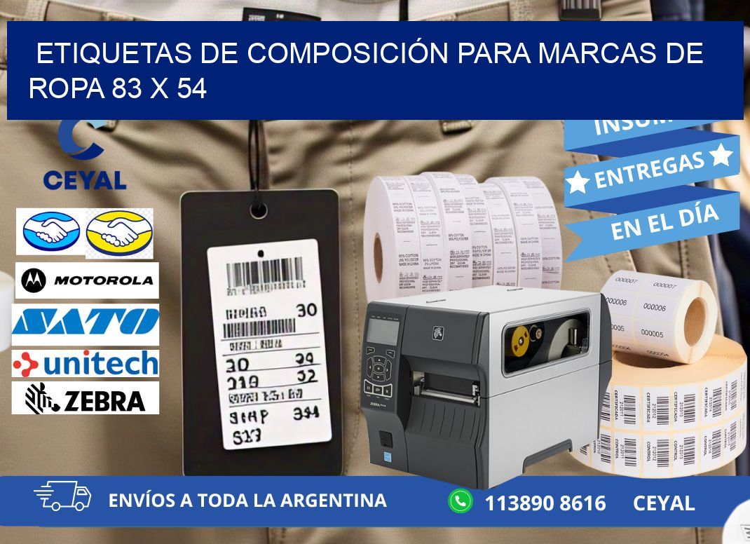 ETIQUETAS DE COMPOSICIÓN PARA MARCAS DE ROPA 83 x 54