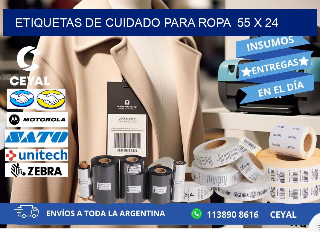 ETIQUETAS DE CUIDADO PARA ROPA  55 x 24