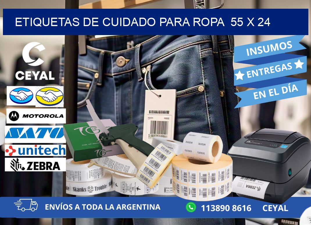 ETIQUETAS DE CUIDADO PARA ROPA  55 x 24