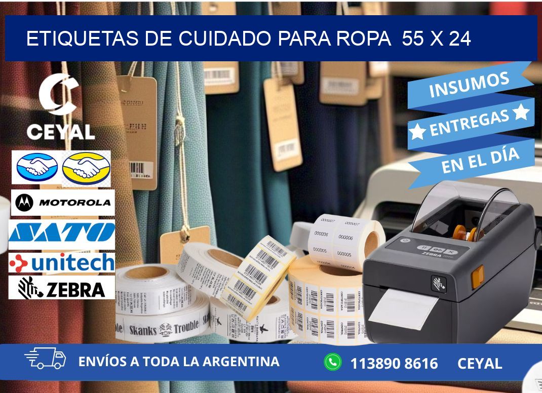 ETIQUETAS DE CUIDADO PARA ROPA  55 x 24