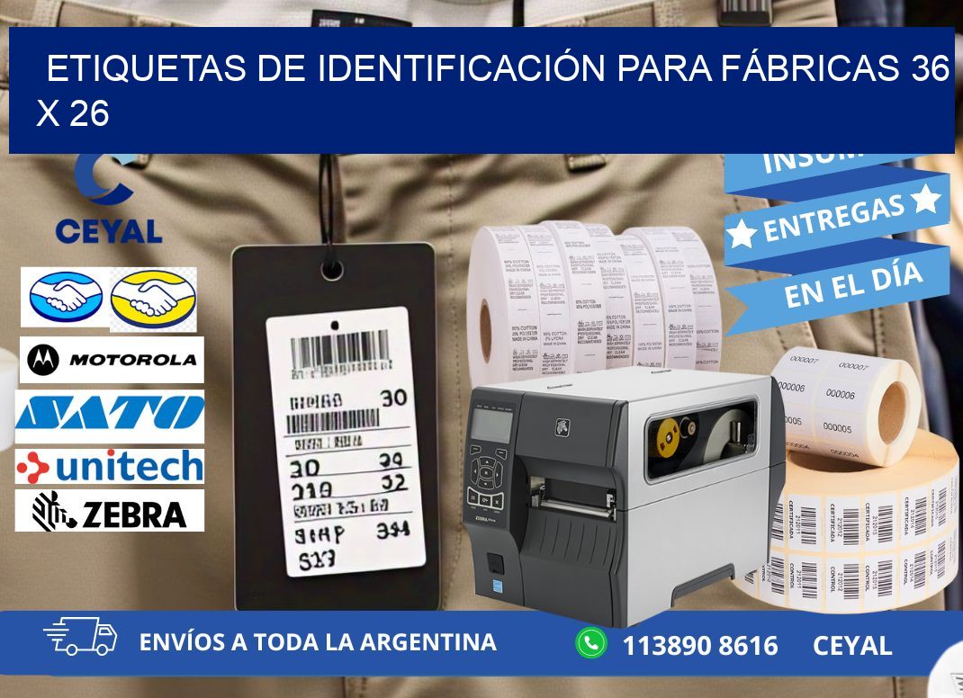 ETIQUETAS DE IDENTIFICACIÓN PARA FÁBRICAS 36 x 26