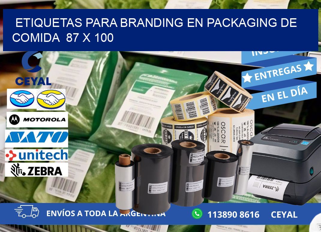 ETIQUETAS PARA BRANDING EN PACKAGING DE COMIDA  87 x 100