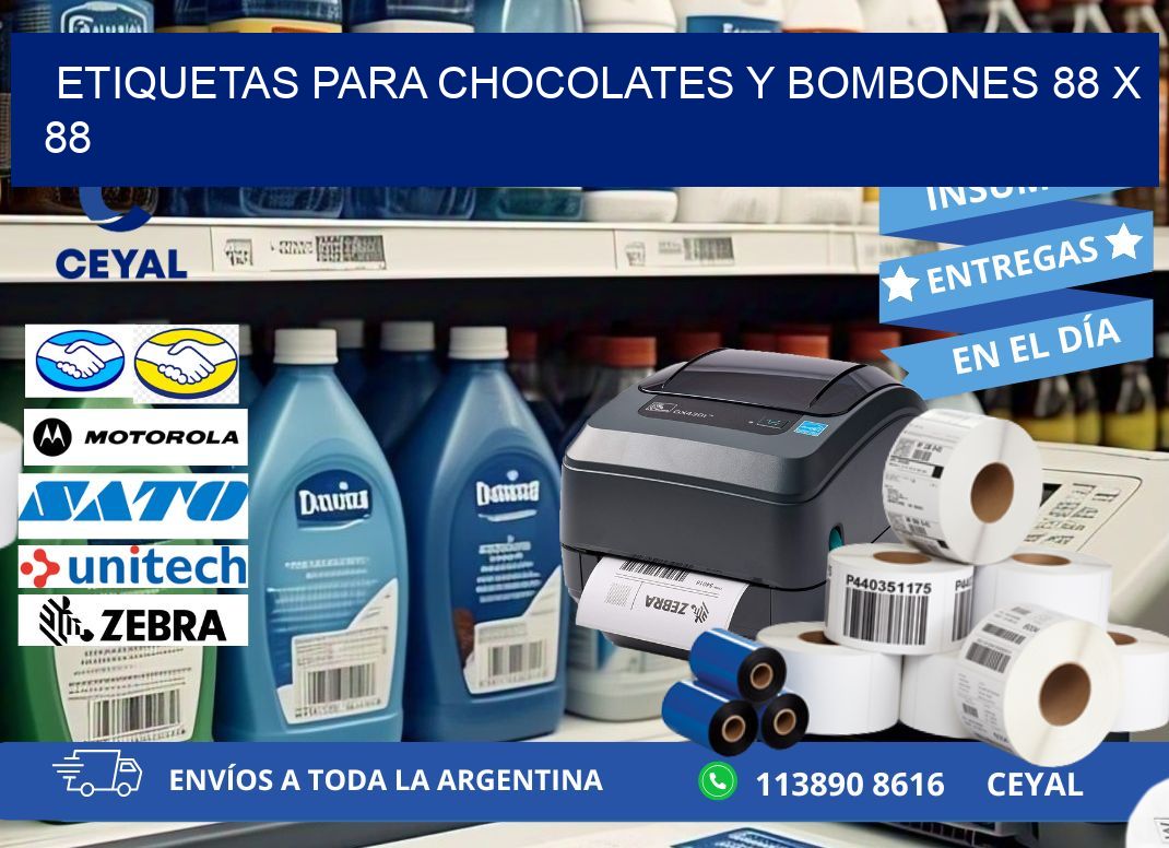 ETIQUETAS PARA CHOCOLATES Y BOMBONES 88 x 88