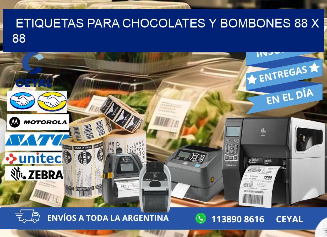 ETIQUETAS PARA CHOCOLATES Y BOMBONES 88 x 88