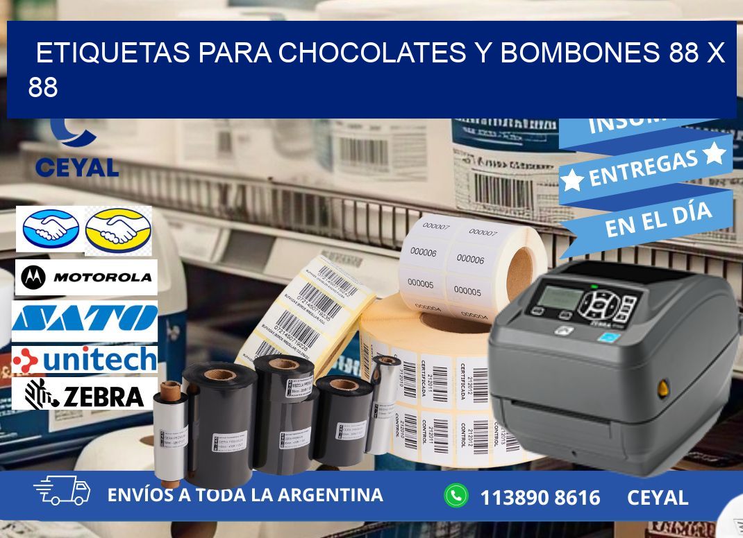 ETIQUETAS PARA CHOCOLATES Y BOMBONES 88 x 88