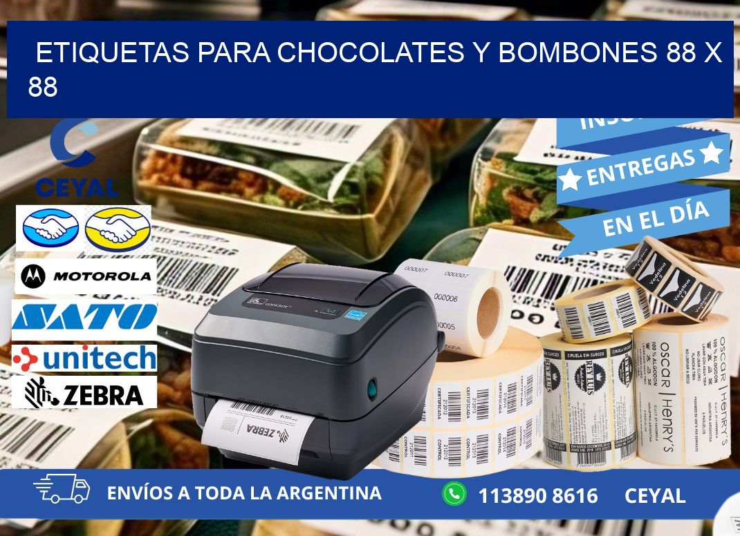 ETIQUETAS PARA CHOCOLATES Y BOMBONES 88 x 88