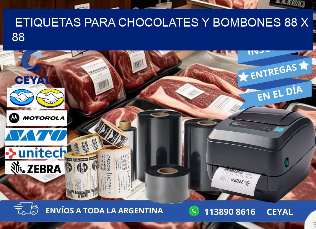 ETIQUETAS PARA CHOCOLATES Y BOMBONES 88 x 88