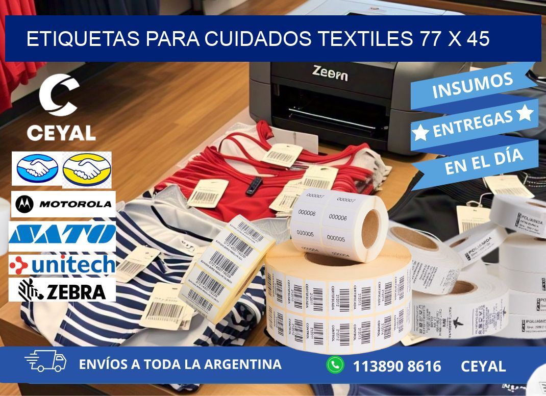 ETIQUETAS PARA CUIDADOS TEXTILES 77 x 45