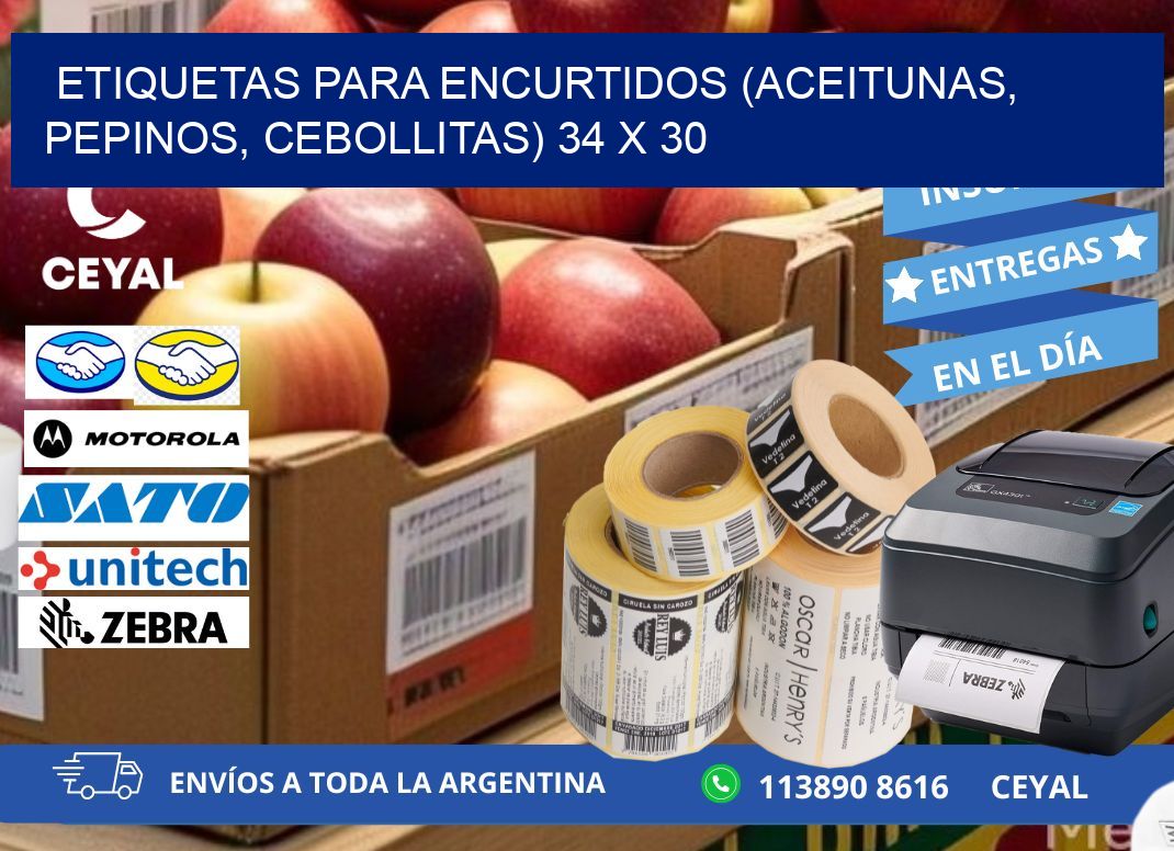 ETIQUETAS PARA ENCURTIDOS (ACEITUNAS, PEPINOS, CEBOLLITAS) 34 x 30