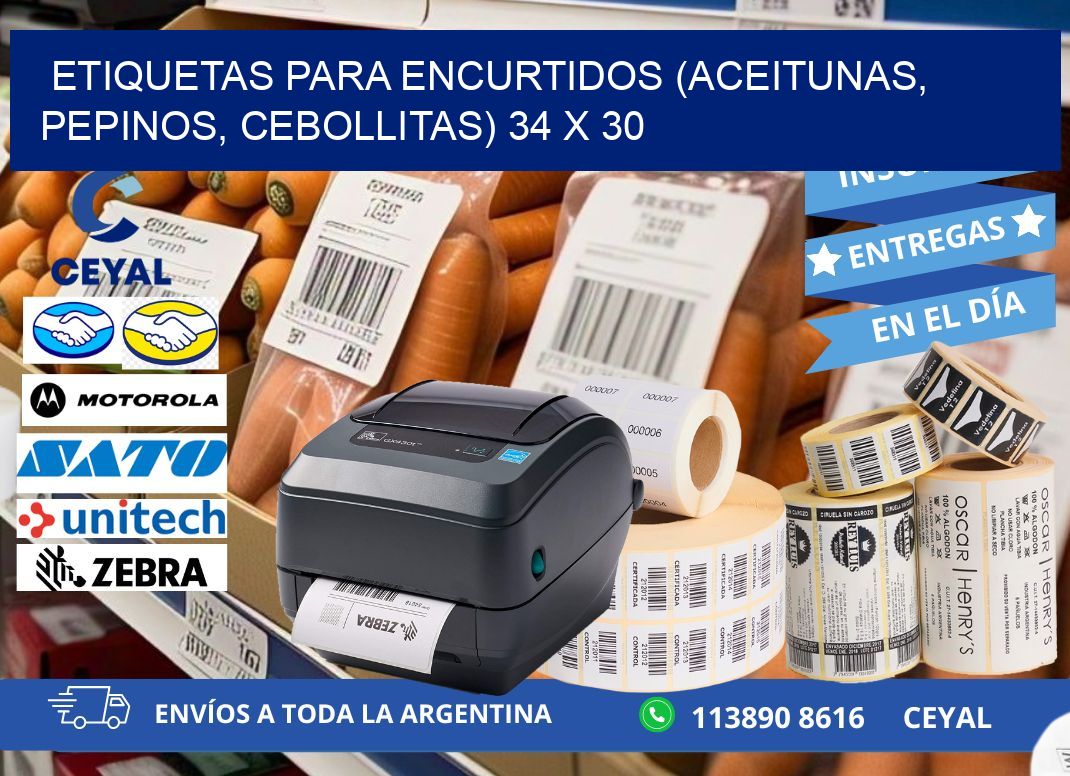 ETIQUETAS PARA ENCURTIDOS (ACEITUNAS, PEPINOS, CEBOLLITAS) 34 x 30