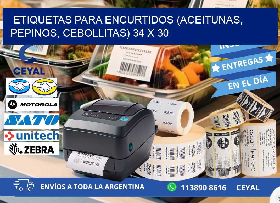 ETIQUETAS PARA ENCURTIDOS (ACEITUNAS, PEPINOS, CEBOLLITAS) 34 x 30