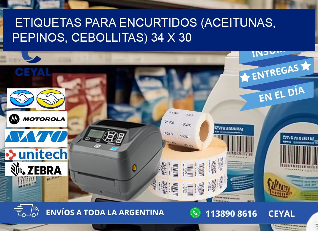 ETIQUETAS PARA ENCURTIDOS (ACEITUNAS, PEPINOS, CEBOLLITAS) 34 x 30