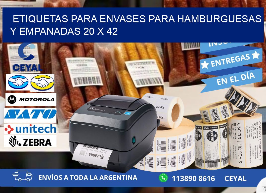 ETIQUETAS PARA ENVASES PARA HAMBURGUESAS Y EMPANADAS 20 x 42